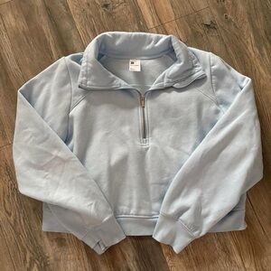 light blue cropped quarter zip
